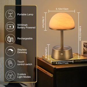 Lámpara de Mesa Nórdica de Alabastro con Batería Integrada de Alta Capacidad de 5000 mAh, Lámparas de Noche Recargables para el Dormitorio - Product Image 2