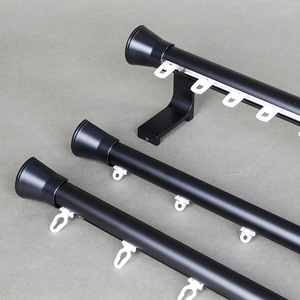 FEIYANG Nouveau style Ensemble de tringle <span class=keywords><strong>à</strong></span> rideau coulissante noire avec anneaux pour la maison et le bureau, en aluminium - Product Image 1