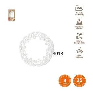 Plateau à gâteau rond blanc blond 25CM 8UDS en plastique élégant pour la décoration de gâteaux d'anniversaire - Product Image 1