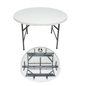 Round Plastic Foldable Garden Table Folding Wedding Camping Dining 4FT Round Fold in Half Table