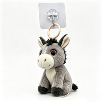 Porte-clés en peluche âne personnalisé, mini porte-clés animal en peluche âne, breloque de sac à dos en peluche âne