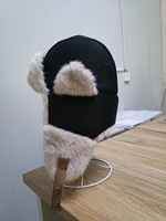 Chapeau de trappeur chaud d'hiver bleu avec cache-oreilles, bordure en fausse fourrure et sangles de menton réglables, style russe classique, vente en gros