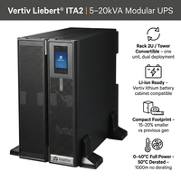 Vertiv ITA2 5KVA 6KVA 10KVA 16KVA 20KVA Tour en ligne monophasée/UPS monté en rack pour ordinateur/réseau