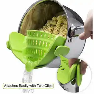 Colador lateral de olla de cocina Clip de silicona ajustable en colador de pasta de alimentos