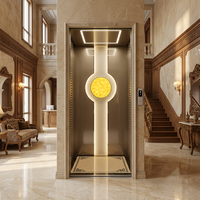 Ascenseur résidentiel avec porte vitrée à ouverture centrale, ascenseur panoramique à traction sans engrenages MRL pour la maison