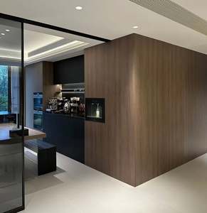 Walnut Wood Grain Luxury Style <b>Bar</b> <b>Cabinet</b> Customized Sideboard Storage Pantry Integrated <b>Cabinet</b> Wall Panel Eco-Friendly - Product Image 3