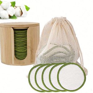 Disques démaquillants réutilisables en coton double couche avec emballage en tube en papier, écologiques, zéro déchet, pour les soins de la peau - Product Image 2