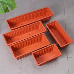 Classique marron rectangulaire Mini intérieur extérieur jardin <span class=keywords><strong>fleur</strong></span> planteur Pot décoration de la maison en plastique céramique-like plusieurs fleurs - Product Image 6