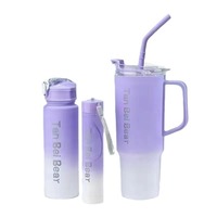 Ensemble de tasses de voiture en plastique de couleur dégradée de 40oz Nouvelles tasses à bière et à eau en plein air avec paille pour refroidisseur de glace de voyage par la voiture