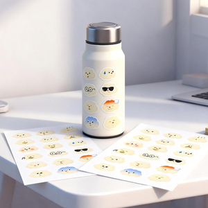 Autocollant en vinyle personnalisé pour logo d'entreprise, autocollant auto-adhésif imperméable, motifs d'émoticônes de dessins animés mignons, feuille d'autocollants découpés à la forme - Product Image 3