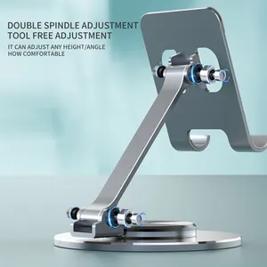 Nieuw Gelanceerde Hoge Kwaliteit Opvouwbare 360 Roterende Mobiele Telefoonstandaard Aluminium Desktop Tablet Stand Mobiele Telefoon