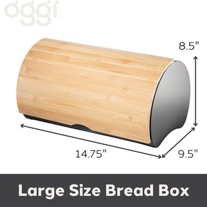 Is Bamboo Bread Box 37.47x21.13x21.59cm Modern Minimalist <b>Kitchen</b> <b>Storage</b> <b>Jar</b> Round Design - Product Image 3