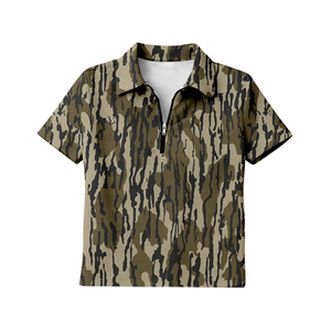 Haut d'été pour femme adulte, personnalisé, camouflage olive, manches courtes, fermeture éclair, anti-plis, vente en gros, GT1596 - Product Image 1