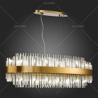 Lámpara Colgante de Cristal, Moderna y Lujosa, para Comedor, Tamaño Mediano, LED, Dorada, Fácil Instalación