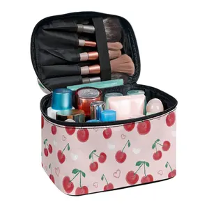 Cherry Fruit Pattern Portable Travel Wash Bags Female Customized Makeup Storage Pouch Large Capacity Cosmetic Organizer Beauty