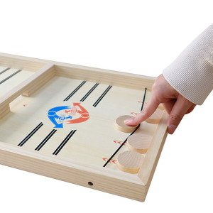 EASTOMMY Table de baby-foot à action rapide, jeu de société de hockey aérien en bois avec lanceur de balles, pour batailles de bureau - Product Image 6