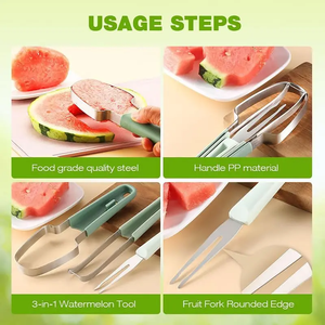 Watermelon Cutter Slicer Popsicle Mould 3 in 1 Melon Scoop Fruit Scooper Tool for Dig Pulp Separator Creative Fruit Knife - Product Image 3