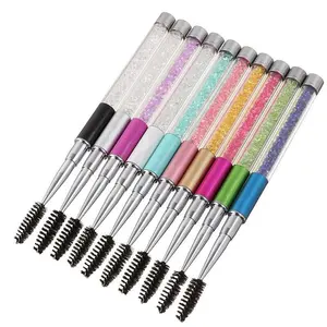 Custom Logo Crystal Handle Eye Brow Cílios Mascara Brushes Wands Aplicador Portátil Lash Brush Para Extensão De Cílios