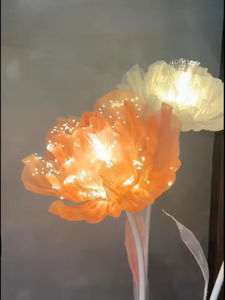 パーティーウェディングデコレーションのための巨大な花美しいデザインオーガンザ牡丹花オープンLedライト付きモーター - Product Image 4