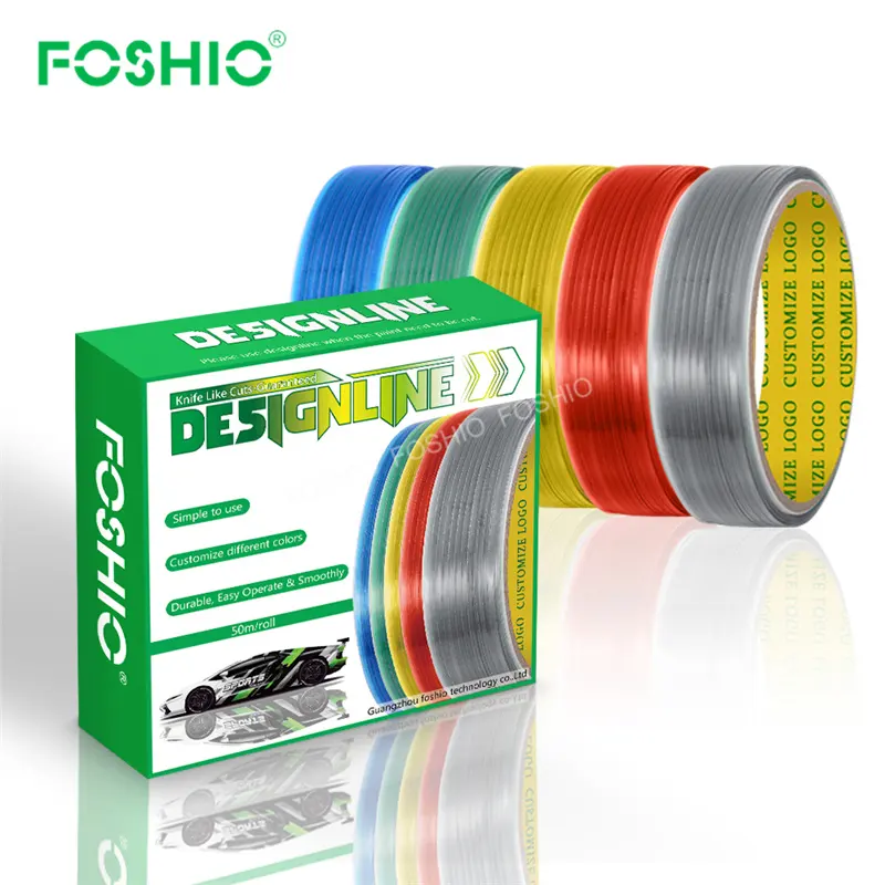 FOSHIO-rollo de cinta de vinilo para coche, rollo de 50 metros de longitud