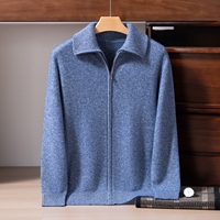 Cardigan d'hiver pour homme 100 % cachemire, col rabattu épais, fermeture éclair, respirant et chaud, adapté à diverses occasions – Fabrication OEM/ODM