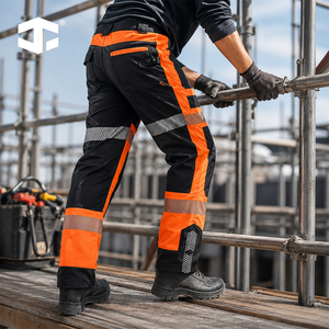 High Visibility Cargo <strong>Pants</strong> <strong>Men</strong> Ripstop <strong>Work</strong> Trousers Reinforced Knee Utility Pocket Warehouse Logistics Uniform - Product Image 4