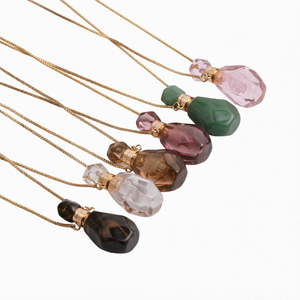 Collier pendentif en forme de flacon de parfum en cristal, diffuseur d'huiles essentielles d'aromathérapie, bijoux plaqués or pour femmes, le meilleur - Product Image 1