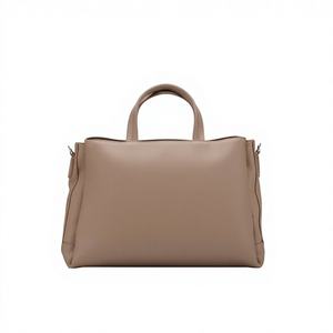 Sac fourre-tout à trois compartiments en cuir véritable beige, sac à bandoulière, cuir grainé doux, fermeture éclair, résistant à l'eau - Product Image 1