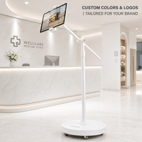 Soporte de Suelo para Teléfono L68S, Base con Peso de 4 kg, Brazo Largo de 64 cm, 5 Ruedas, Aleación de Aluminio, Metal Estable para Transmisión en Vivo