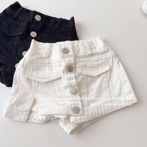 Pantaloncini Estivi per <span class=keywords><strong>Bambina</strong></span> 2026, <span class=keywords><strong>Shorts</strong></span> con Bottoni <span class=keywords><strong>Bianchi</strong></span> e Neri per Bambine e Ragazze - Product Image 2