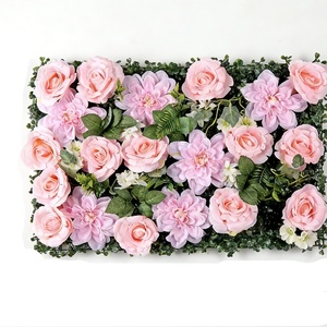 Guirnalda de hierba artificial para dormitorio, arreglos de <span class=keywords><strong>hortensias</strong></span> falsas, compra a granel, decoración de pared 3D con flores rojas y coloridas de boj negro. - Product Image 1