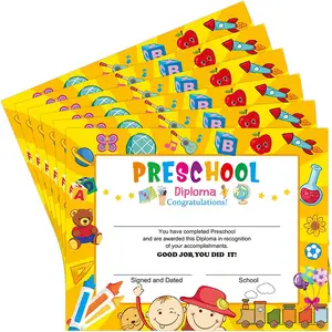 Preschool Diploma Certificate for Kids, Students Kindergarten Graduation Certificates with High quality custom, Print or Write