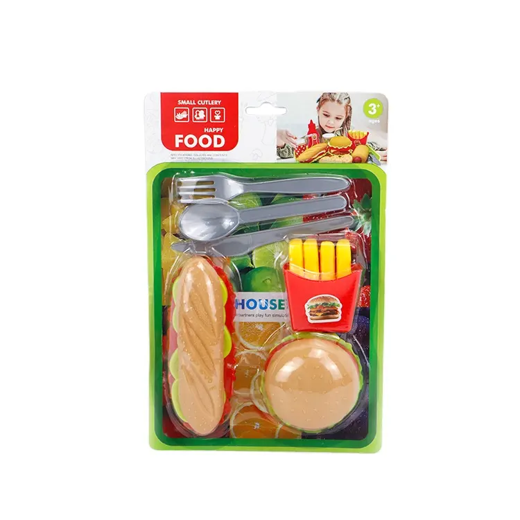 hot selling Burger Toy Set Fast Food Pretend Game DIY Fries Hamburger Combo Detachable Toy