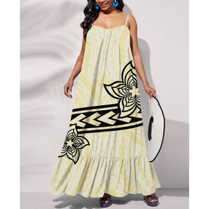 Fabricants de vêtements personnalisés bleu marine Plumeria imprimé Sexy écharpe longue robe polynésienne hawaïenne <span class=keywords><strong>grande</strong></span> taille robe décontractée <span class=keywords><strong>2023</strong></span> - Product Image 3