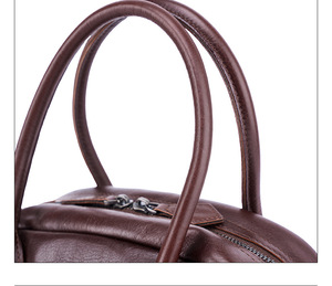 Sac à main minimaliste coréen en cuir véritable avec doublure en coton, fermeture éclair et deux poignées - Product Image 6