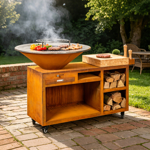 Juego de Barbacoa CRUISE de Acero Corten/Barbacoa de Carbón para Exteriores, Brasero Metálico WS-TB-800 con Kit de Cubo para Cenizas y Recolector de Cenizas Extraíble - Product Image 3
