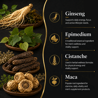 Poudre de café naturelle à base de plantes pour hommes adultes OEM, extrait de Maca, Ginseng et Épimède, complément alimentaire pour soutenir la vitalité et la résistance masculine au quotidien
