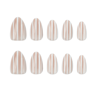 <span class=keywords><strong>Faux</strong></span> ongles courts en amande à presser, minimalistes, à rayures colorées, réutilisables, en gros - Product Image 5