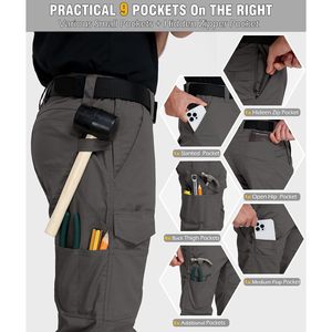 Pantalon cargo tactique pour homme, personnalisé, en tissu ripstop flexible, résistant à l'eau, pour la randonnée, EDC, extensible, vêtements de travail avec 14 poches - Product Image 4