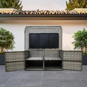 AC00031 Direct factory in VN Modern Outdoor Rattan <b>Garden</b> <b>Set</b> With Storage Gray Contemporary Furniture For Patio And Villa Use - Product Image 5