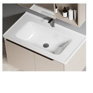 Meuble sous-vasque de salle de bain simple en blanc avec rangement, tiroirs et miroir - Product Image 2