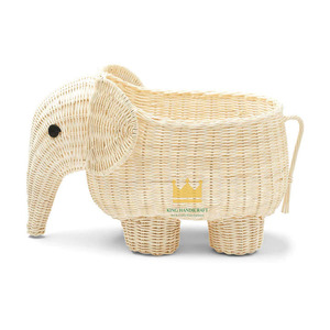 Eco-Friendly <b>Rattan</b> Children's Elephant Shaped Multifunction <b>Storage</b> <b>Basket</b> for Children's Toy Organization - Product Image 1