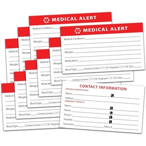 Tarjeta de Identificación Médica de Emergencia para Cartera, Papel Grueso, Color Rojo Brillante, Fácil de Leer, Puede Salvarle la <span class=keywords><strong>Vida</strong></span> - Product Image 2