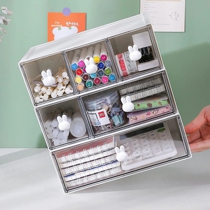 Organisateur de bureau multi-compartiments, tiroir de rangement, boîte à papeterie, porte-stylos, armoire, conteneur de bureau en plastique, vente en gros - Product Image 4