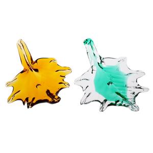 عرض رائع حافة ذهبية فاخرة من أوراق الزجاج الشفاف للثريا مصنوعة يدويًا على شكل أوراق شجر للإضاءة - Product Image 6