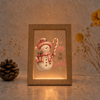 Lampe de chevet vintage en bois avec cadre photo Père Noël et bonhomme de neige, plaque acrylique USB, décoration de Noël