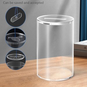 Bán buôn Vòng Acrylic Tặng từ thiện hộp trong suốt rõ ràng đồng xu xi lanh Acrylic Piggy ngân hàng tiền hộp tiết kiệm tiền - Product Image 4