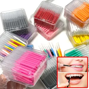 Nouvelles brosses interdentaires en forme de I, 80 pièces/boîte, 0,6-1,5 mm, pour le nettoyage interdentaire, soins bucco-dentaires, orthodontie, fil dentaire en forme de I - Product Image 1