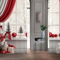 2 Cortinas Opacas Modernas de Estilo Europeo con Estampado Navideño 3D, de Terylene de Alta Opacidad, con Barra para Colgar