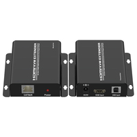 Extensor KVM USB HDMI sobre un solo cable Ethernet Cat 5/5E/6/7-Extensión de señal hasta 60m/200 pies-Ratón de teclado USB